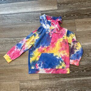Shein Sz M Tie Dye Hoodie In Yellow Pink Purple Blue Comfy & Cute!